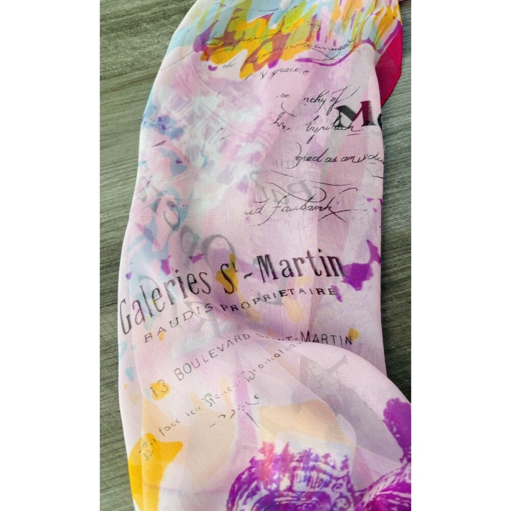 Women’s Pink Paris Scarf Rectangle Sheer Summer - Picture 5 of 5